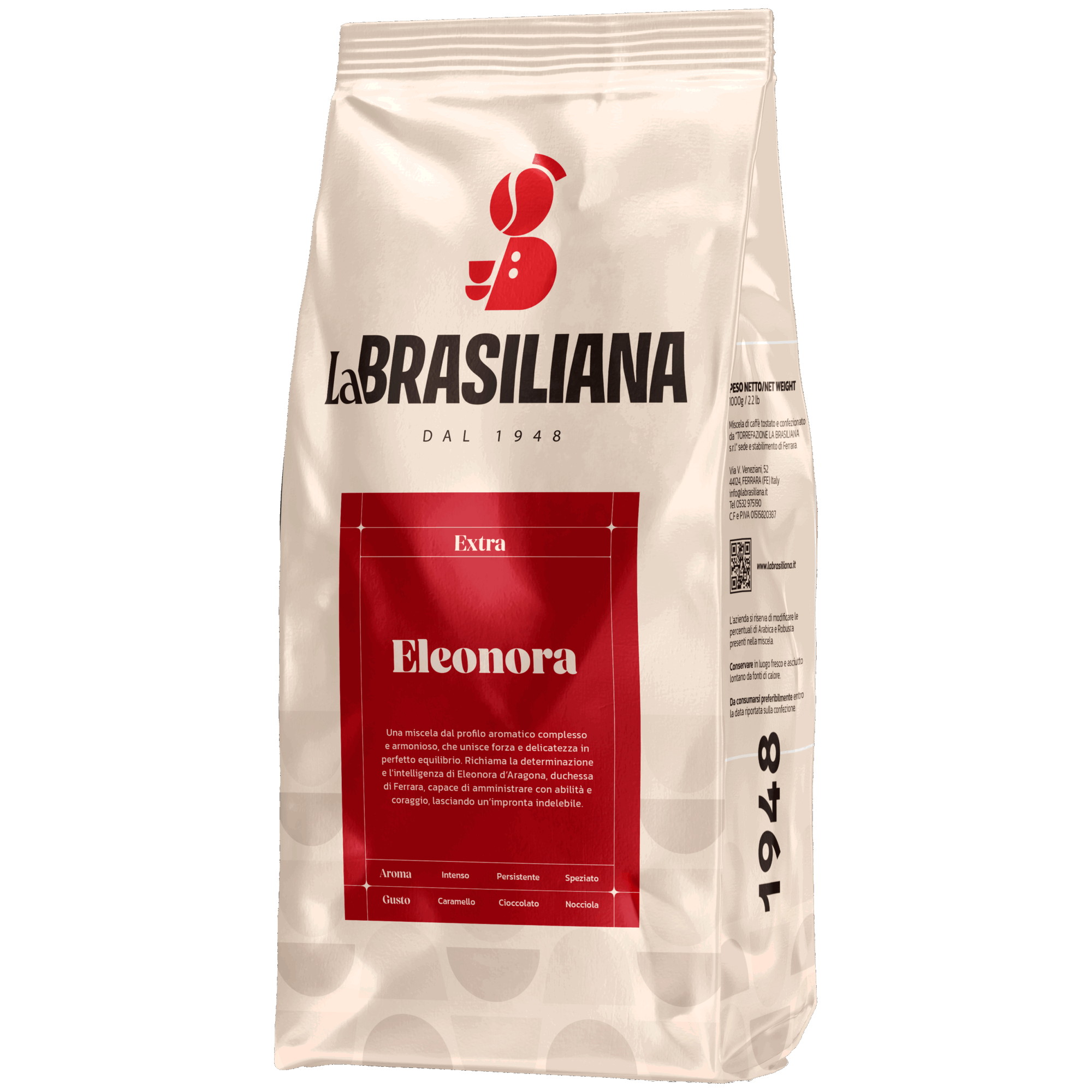 Sáček La Brasiliana Eleonora, zrnková káva 1 kg z ferrarské pražírny